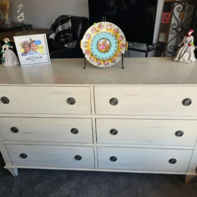 Rustic White Six-Drawer Dresser