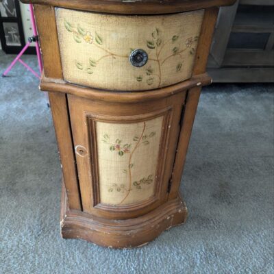 2 Piece Vintage Wooden Nightstand with Floral Details