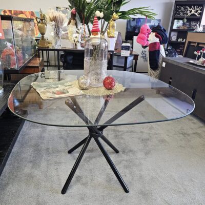 Vintage Square Glass Table with Crossed Legs